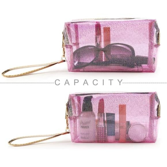 Clear Makeup Bag Waterproof Cosmetic Bag Zippered Toiletry Bag Portable Set - Picture 5 of 8